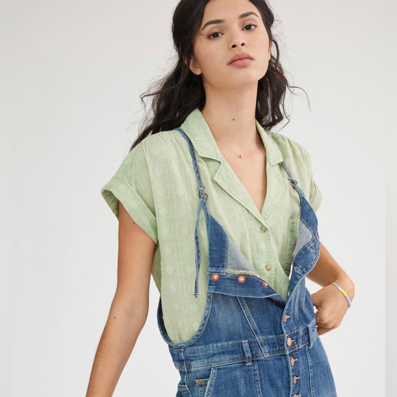 Anthropologie ~Pilcro The Cammie Surf Blouse Embroidered Hem - Picture 2 of 9